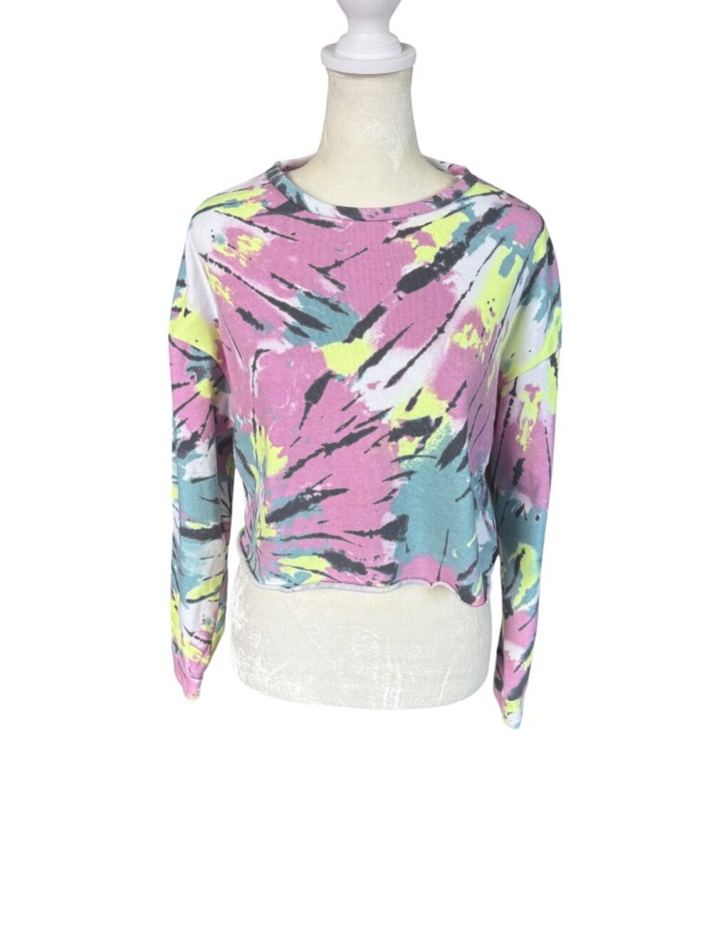 Colsie women's multicolored long sleeve pullover cropped sweatshirt size XS
